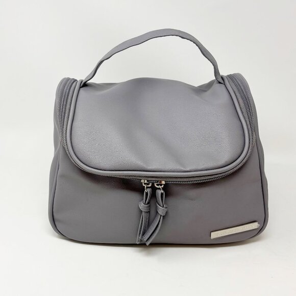 Grey Vegan Travel Makeup Cosmetic Bag - Picture 1 of 10